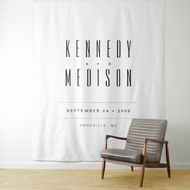 Modern Minimalist Black & White Wedding Backdrop (In Situ)