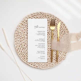 Modern Minimalist Black & White Wedding Dinner Menu