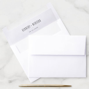 Modern Minimalist Black & White Wedding Envelope Liner