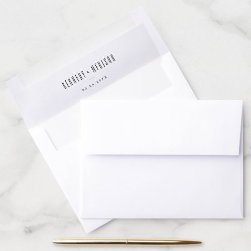 Modern Minimalist Black & White Wedding Envelope Liner