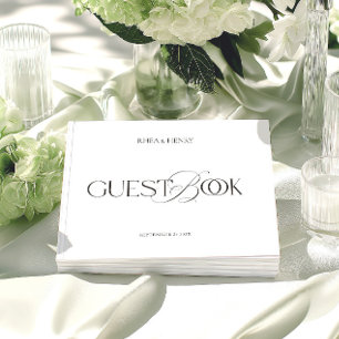 Modern Minimalist Black & White Wedding Guest Book