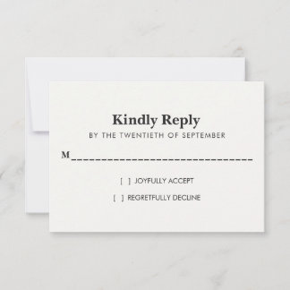 Modern Minimalist Black & White Wedding horizontal RSVP Card