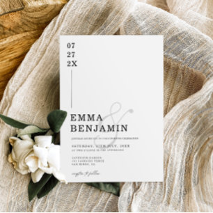 Modern & Minimalist Black White Wedding Invitation