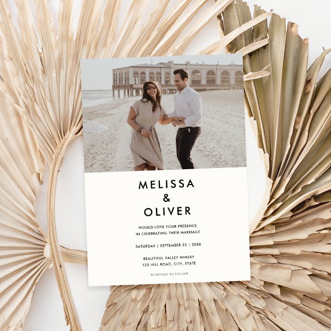 Modern Minimalist Black White Wedding Invitation (Creator Uploaded)