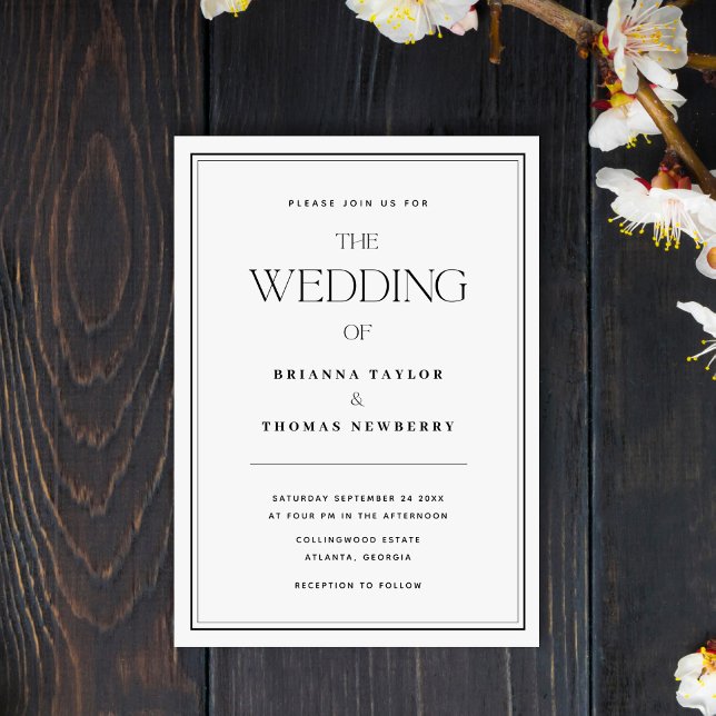 Modern Minimalist Black & White Wedding Invitation (Creator Uploaded)