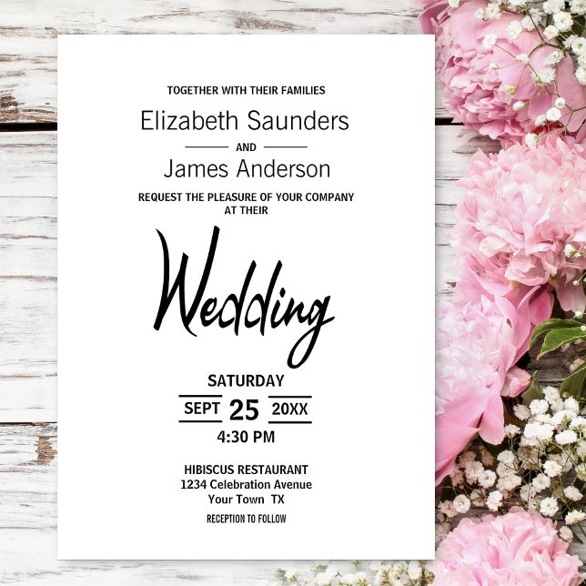 Modern Minimalist Black White Wedding Invitation (Creator Uploaded)