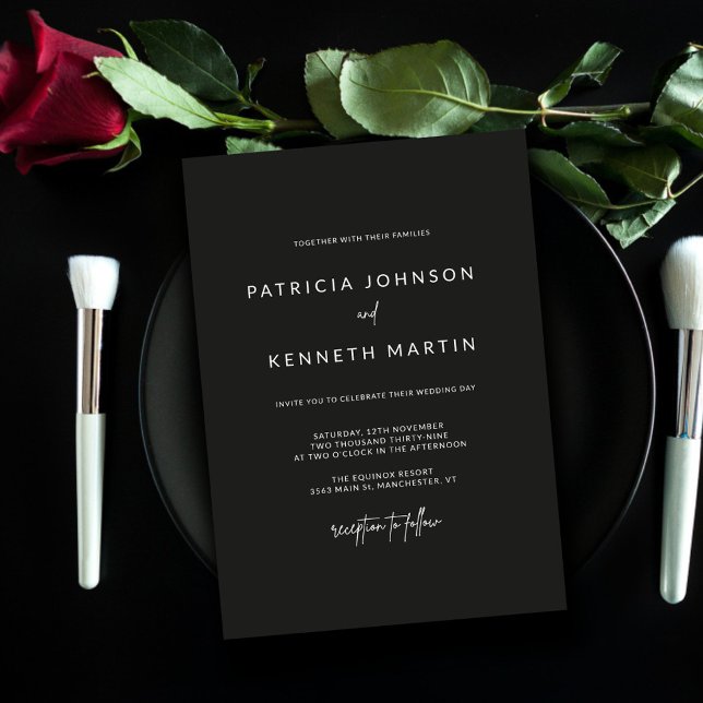 Modern Minimalist Black & White Wedding Invitation (Creator Uploaded)