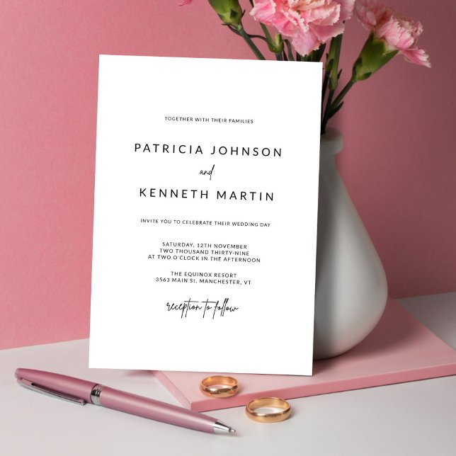 Modern Minimalist Black & White Wedding Invitation (Creator Uploaded)