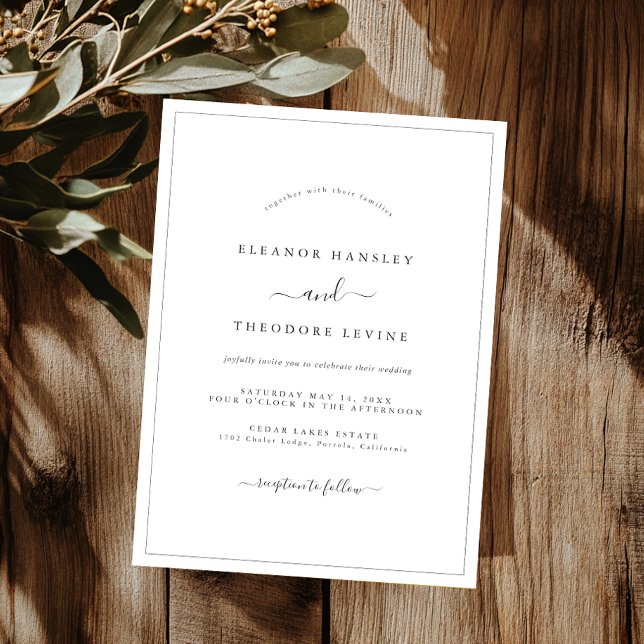 Modern Minimalist Black White Wedding   Invitation (Creator Uploaded)