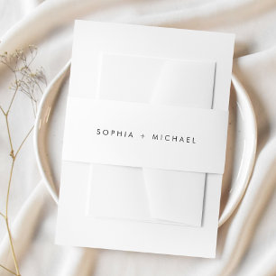 Modern Minimalist Black White Wedding Invitation Belly Band