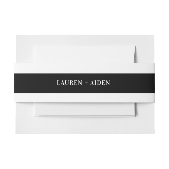 Modern Minimalist Black & White Wedding invitation Invitation Belly Band (Front Example)
