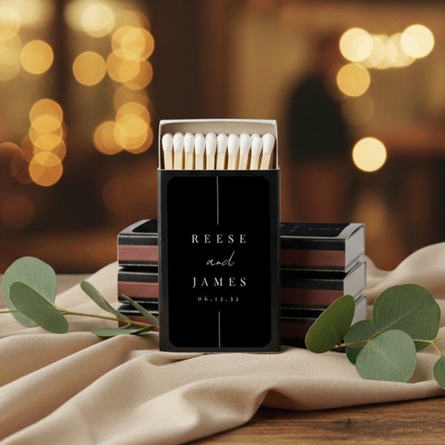 Modern Minimalist Black & White Wedding Matchboxes (Creator Uploaded)