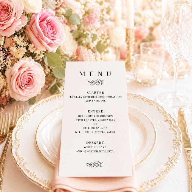Modern Minimalist Black & White Wedding Menu (Creator Uploaded)