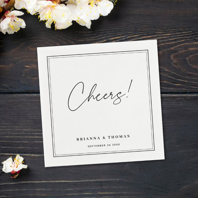 Modern Minimalist Black & White Wedding Napkins (Creator Uploaded)