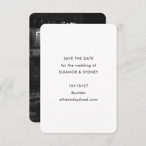 Modern Minimalist Black White Wedding Photo Save The Date