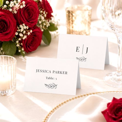 Modern Minimalist Black & White Wedding Place Card