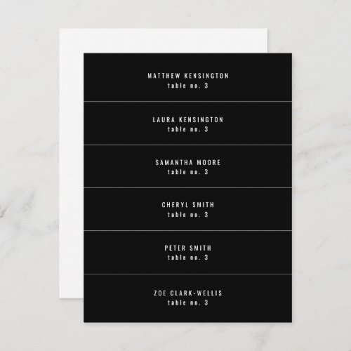 Modern Minimalist Black White Wedding Placecards