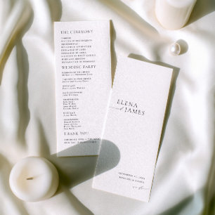 Modern Minimalist Black & White Wedding Program