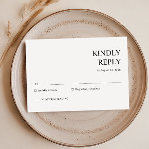 Modern Minimalist Black & White Wedding RSVP Card