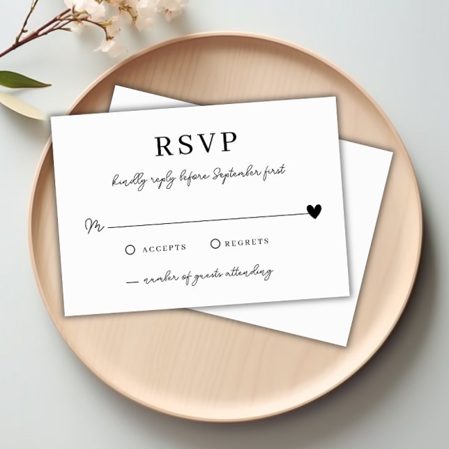 Modern Minimalist Black White Wedding RSVP Card (Modern Minimalist Black White Wedding RSVP Card)