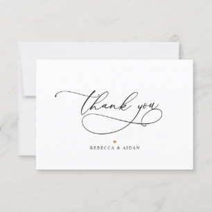 Modern Minimalist Black & White Wedding Thank You Card