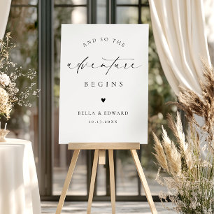 Modern minimalist Black White Welcome Wedding Sign
