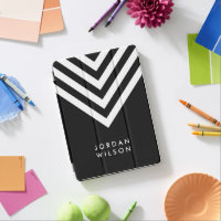 Modern Minimalist Black with White Chevron iPad Pro Cover