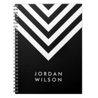 Modern Minimalist Black with White Chevron Notebook