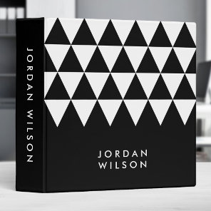 Modern Minimalist Black with White Triangle 3 Ring Binder