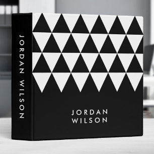 Modern Minimalist Black with White Triangle 3 Ring Binder