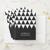 Modern Minimalist Black with White Triangle Pocket Folder