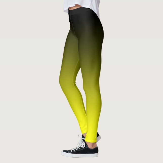 Modern Minimalist Black Yellow Gradient Leggings (Left)