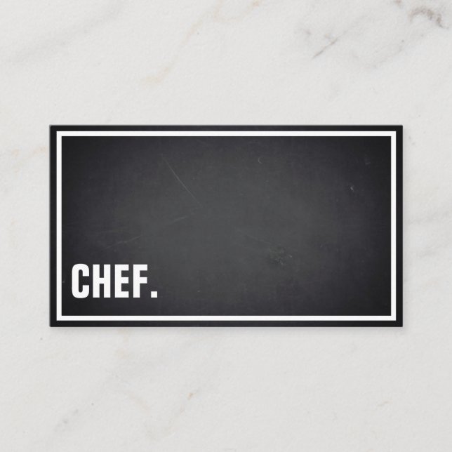 Modern Minimalist Blackboard Chef Professional Bus Business Card (Front)