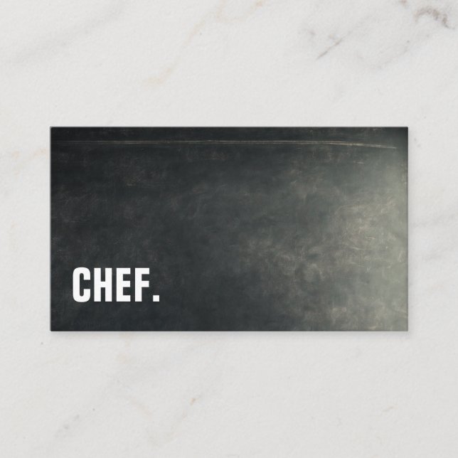 Modern Minimalist Blackboard Chef Professional Business Card (Front)