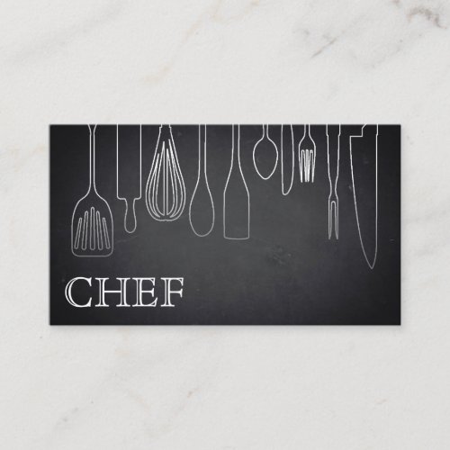 Modern Minimalist Blackboard Chef Professional Business Card