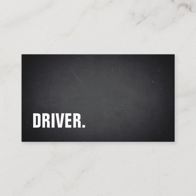 Modern Minimalist Blackboard DRIVER Professional Business Card (Front)