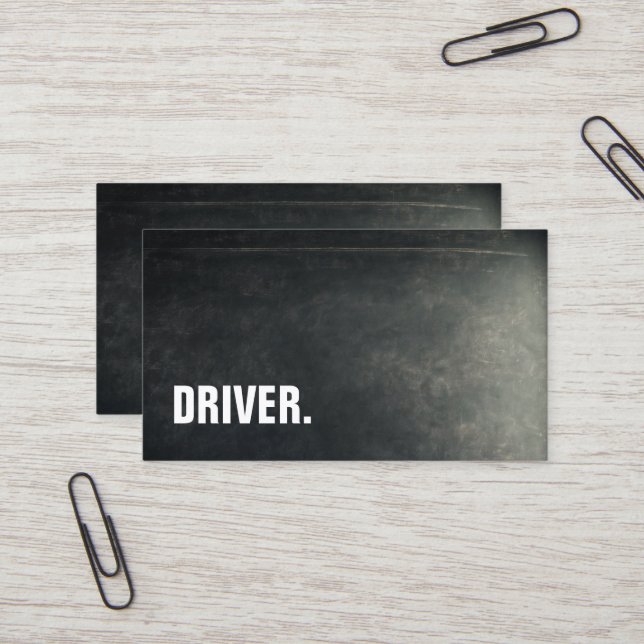 Modern Minimalist Blackboard DRIVER Professional Business Card (Front/Back In Situ)