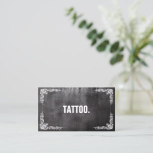 Modern Minimalist Blackboard Tattoo Professional B Business Card