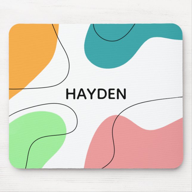 Modern Minimalist Blobs Abstract Personalised Mouse Pad (Front)