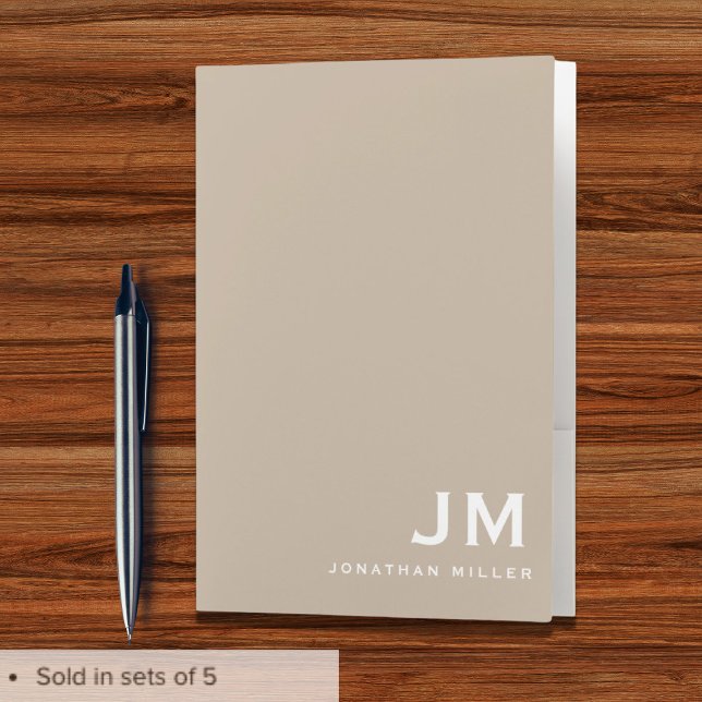 Modern Minimalist Block Monogram Pocket Folder (Creator Uploaded)