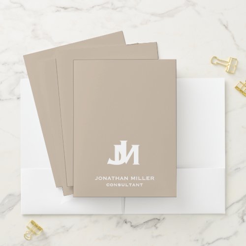 Modern Minimalist Block Monogram Pocket Folder