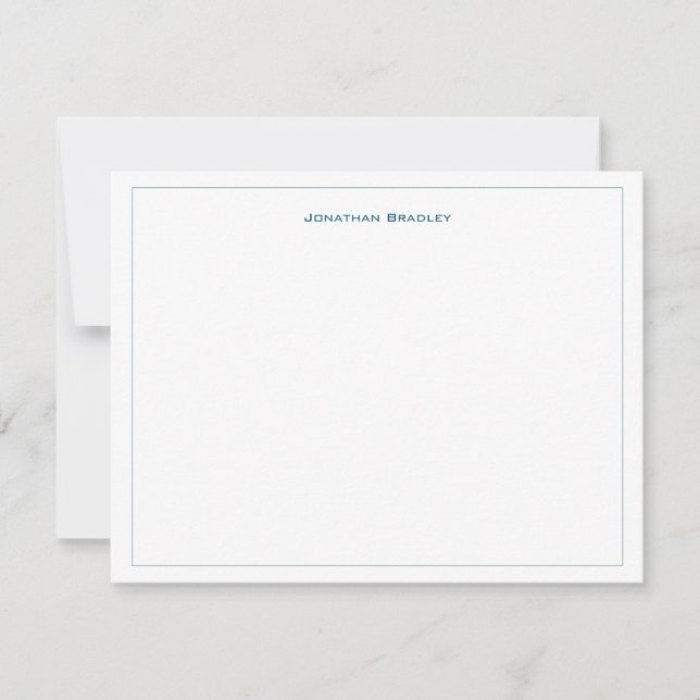 Modern Minimalist Blue All Caps Typography Note Card (Front)