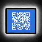 Modern Minimalist Blue and White QR Code Cool LED Sign (Front)
