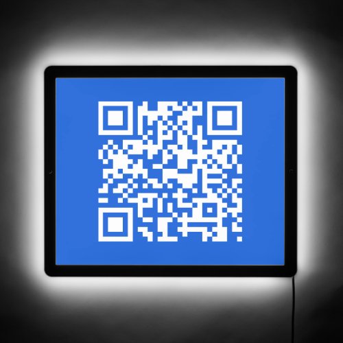 Modern Minimalist Blue and White QR Code Cool LED Sign