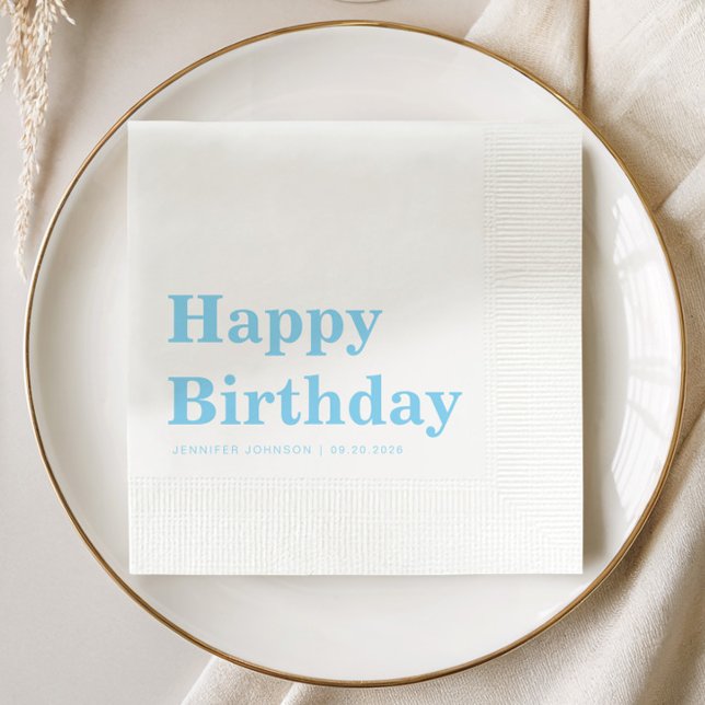 Modern Minimalist Blue Birthday Napkins (Modern Minimalist Blue Birthday Napkins)
