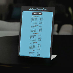 Modern Minimalist Blue Black Modern Salon Services Pedestal Sign