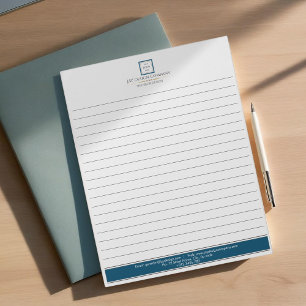 Modern Minimalist Blue Border Logo Business Notepad