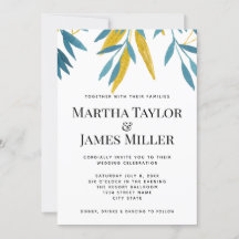 Modern Minimalist Blue Botanical Wedding