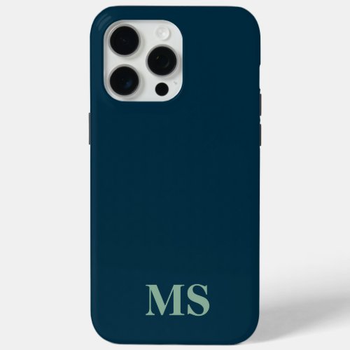 Modern Minimalist Blue Custom Initial Monogram iPhone 15 Pro Max Case