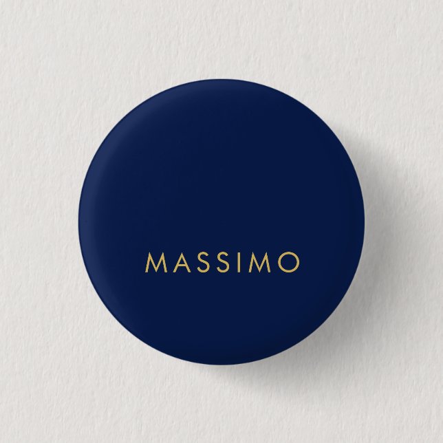 Modern Minimalist Blue Gold Professional Trendy Button (Front)